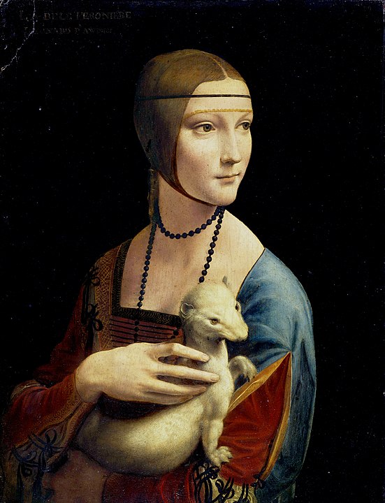 Leonardo da Vinci, „Dama z gronostajem”, 1490 rok; źródło: Wikimedia Commons, fot. Frank Zöllner